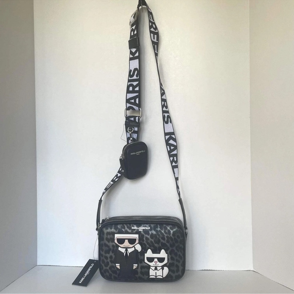 NWT Karl Lagerfeld leopard print bum bag with guitar strap